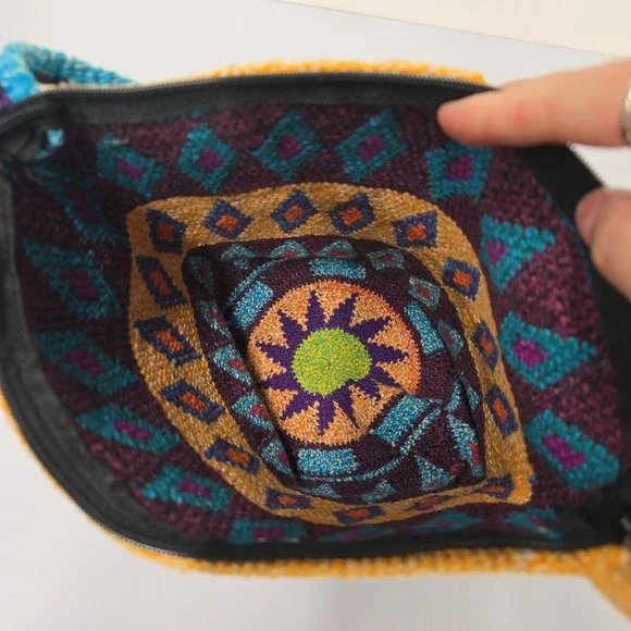 Handmade Crochet Shoulder Bag Boho Geometric Pattern Multicolor‎ Strap - Picture 5 of 7
